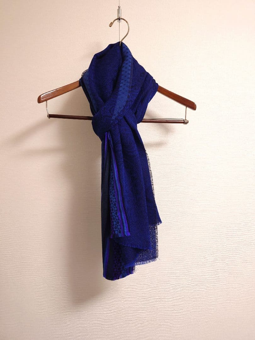 エトロ　ETRO　ストール　マフラー　ペイズリー　ネイビーブルー
