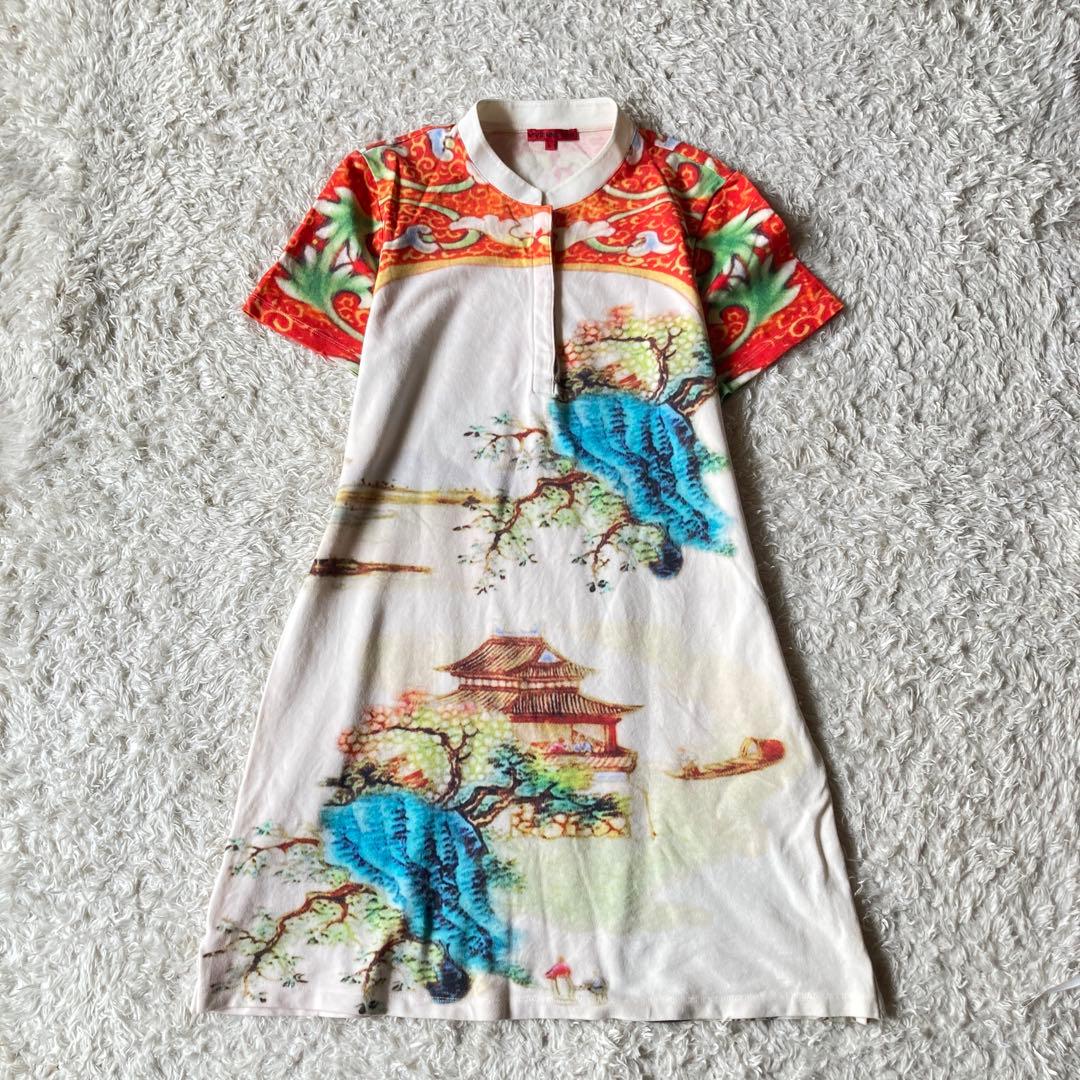 ヴィヴィアンタム VIVIENNE TAM 桃源郷襟付きコットンワンピース