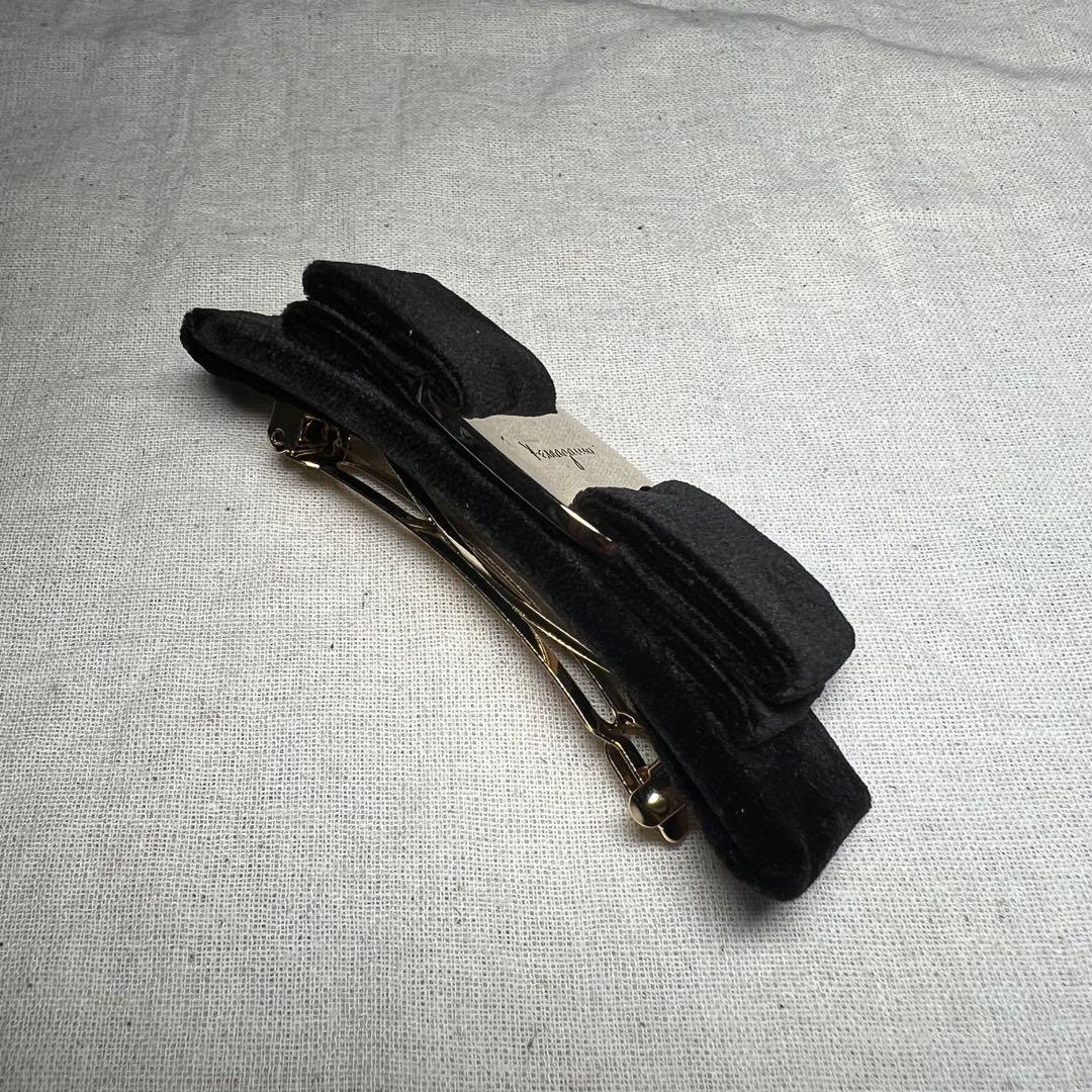 希少 Salvatore Ferragamo ヘアアクセサリー ベロア バレッタ