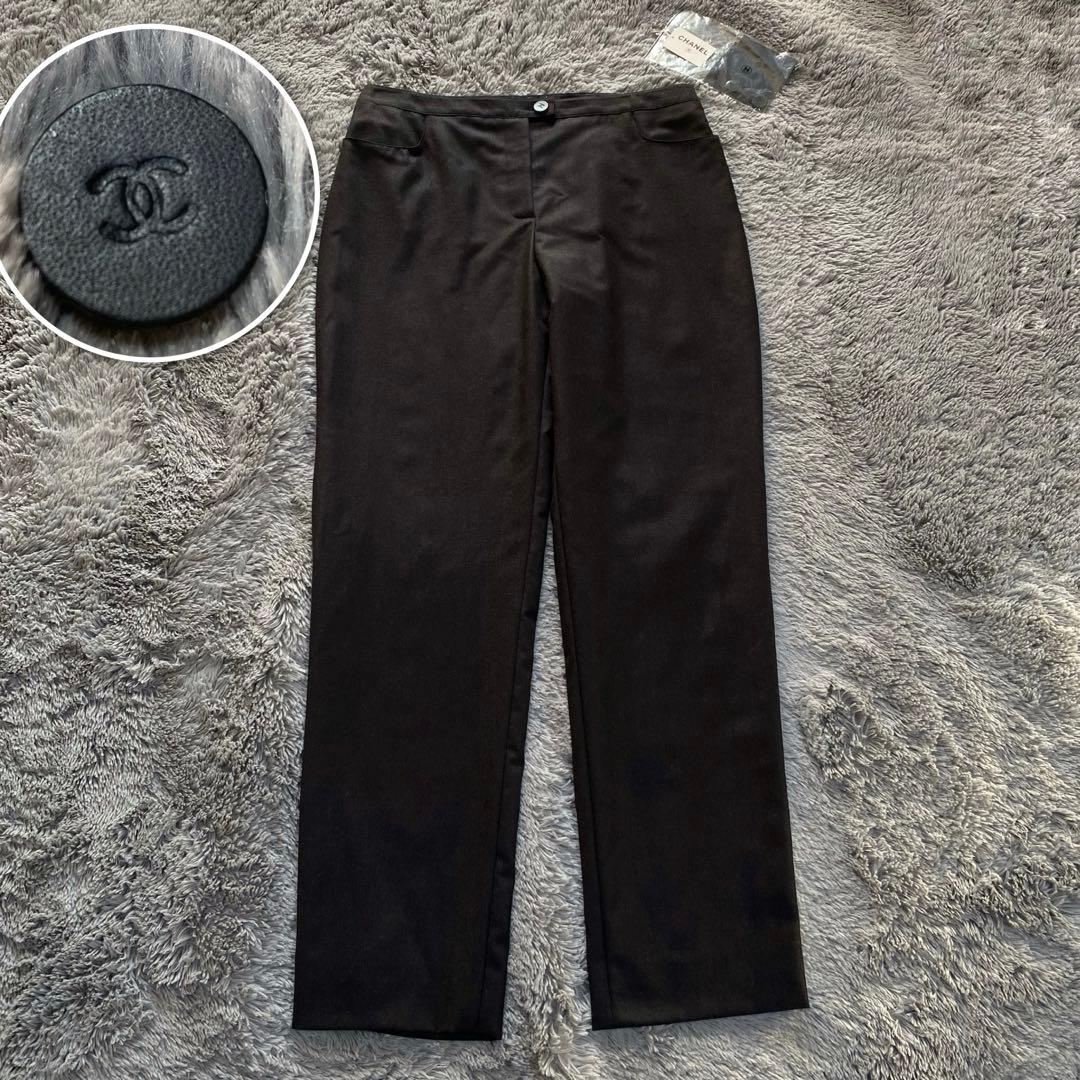 CHANEL シャネル 44サイズ カシミヤ混 シルク パンツ タグ付