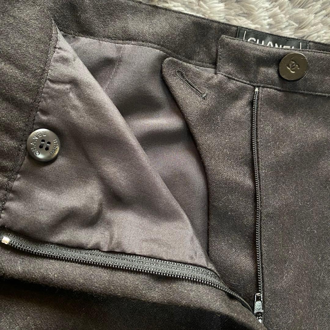 CHANEL シャネル 44サイズ カシミヤ混 シルク パンツ タグ付