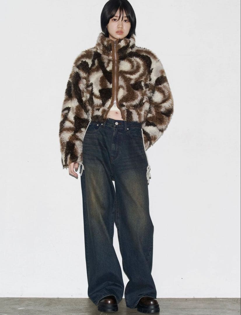 新品タグ付き　EMODA シングルミニボアブルゾン ブラウン