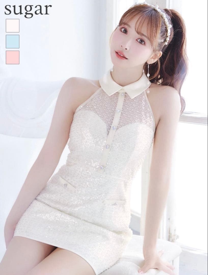 限定値下げ‼️sugar ホワイト タイトドレス ローブドフルール