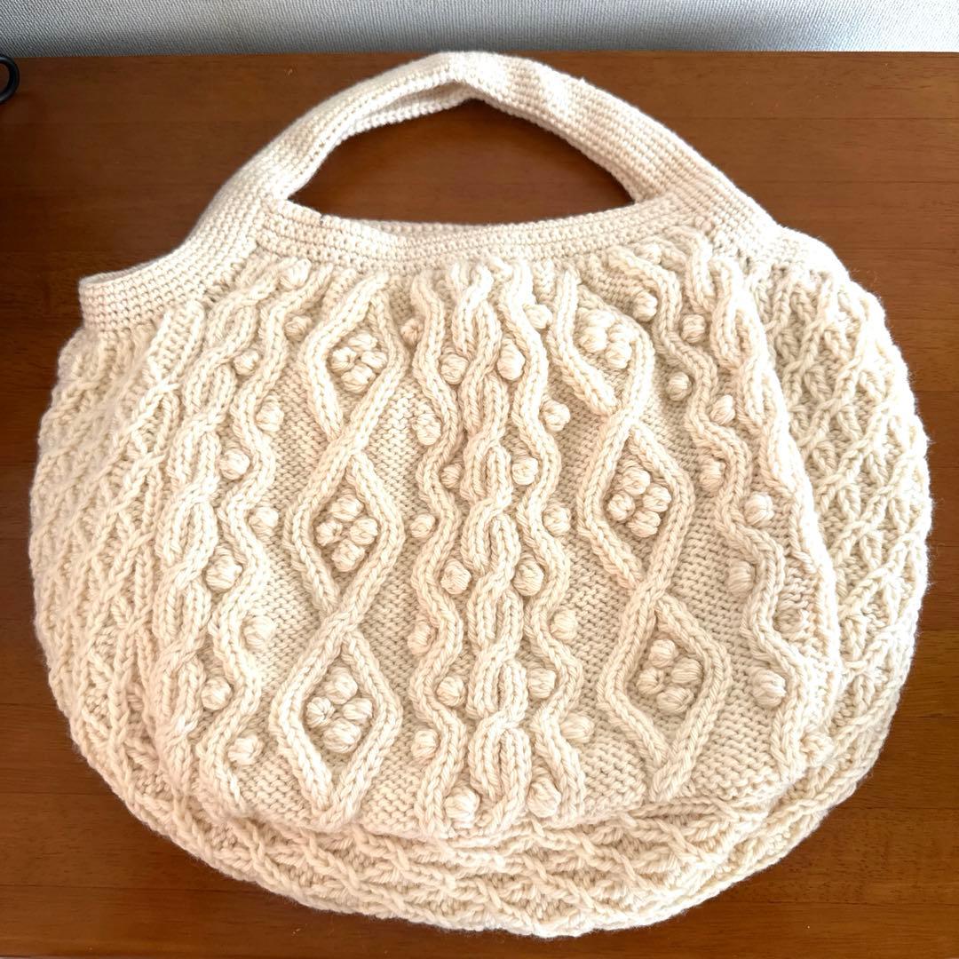 最終値下げ❣️新品♣︎ホビーラホビーレ☆完成品 ウール アラン ラージ トートバッグ