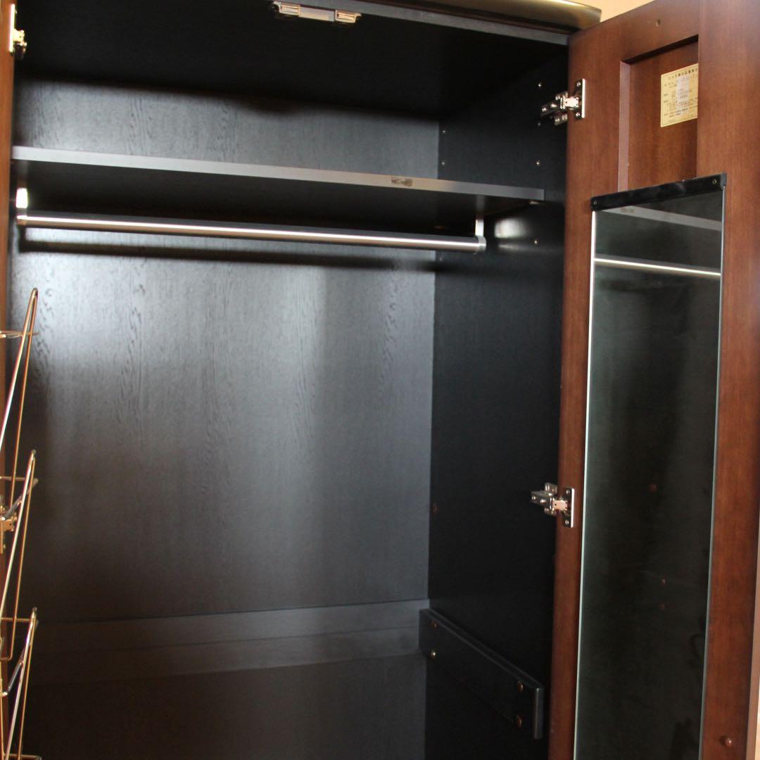 国産ダークブラウン スリム収納キャビネット