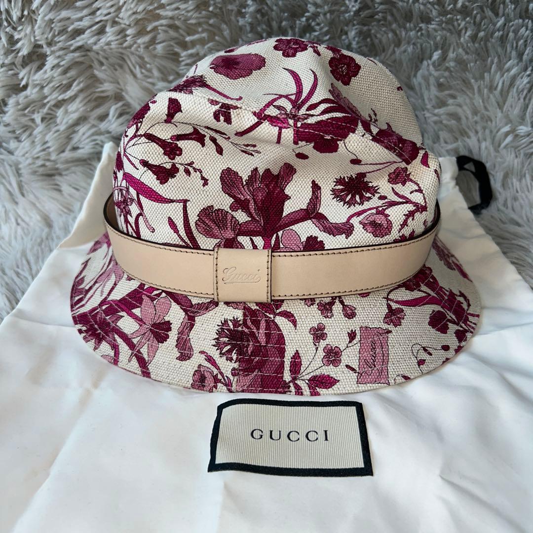 GUCCI グッチ フローラ 花柄 バケットハット 帽子 ハット ピンク