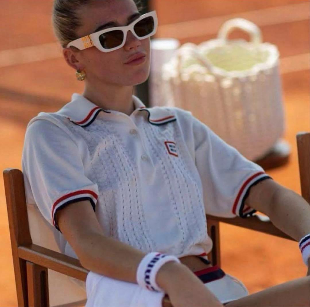 【希少】【IT42】Miu Miu 2022AW クロップドニットポロシャツ