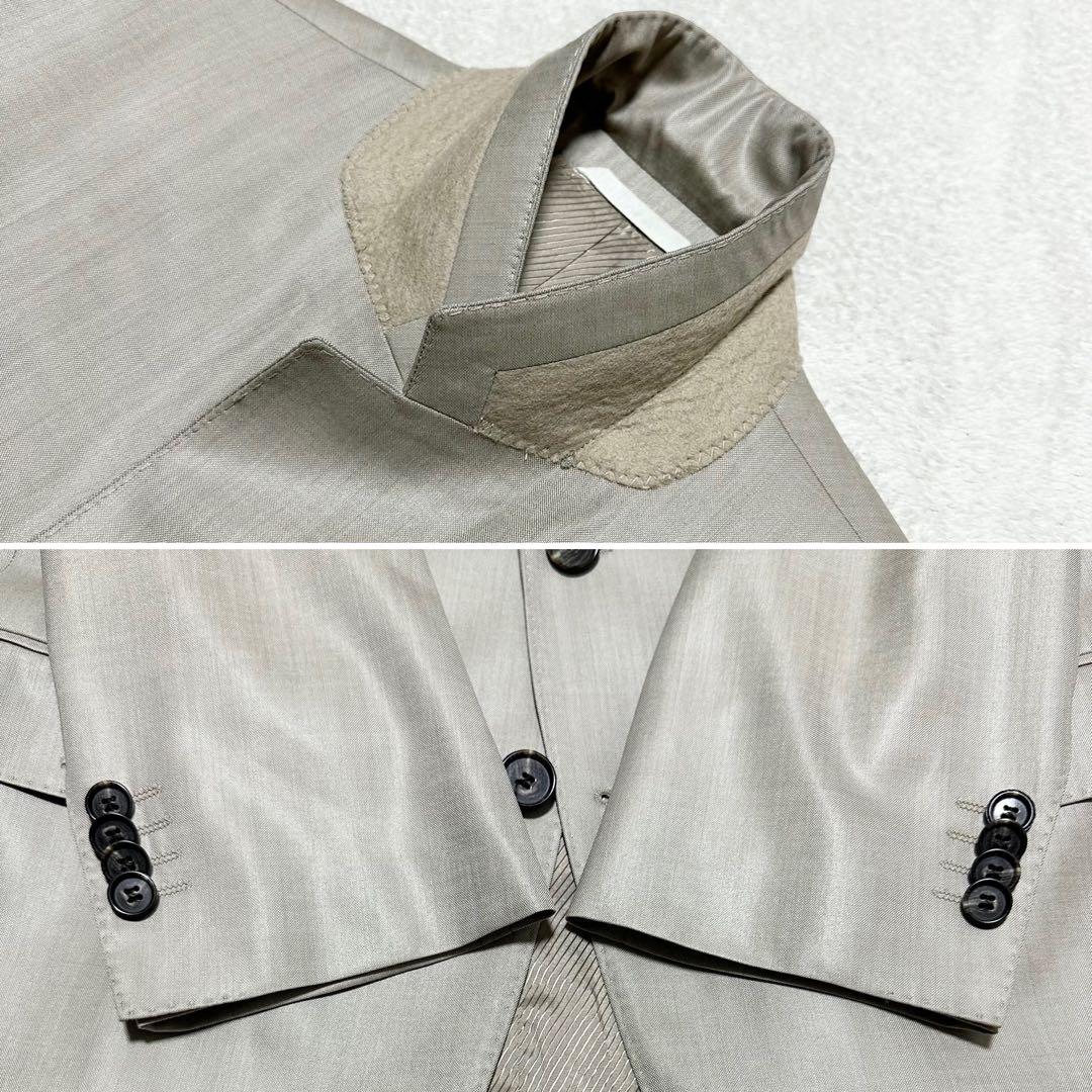 085 美品 HUGO BOSS ヒューゴボス 光沢 スーツ ベージュ系 L相当