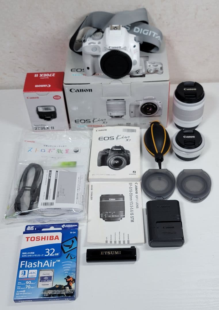 Canon EOS Kiss X7 ホワイト 一眼レフカメラ ダブルレンズキット