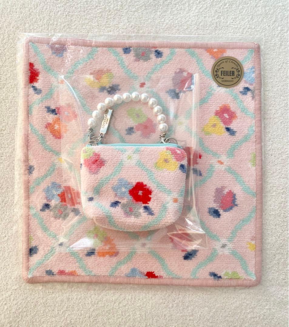 新品　フェイラー ラブラリープティフラワー　ハンカチ　チャームポーチ　セット