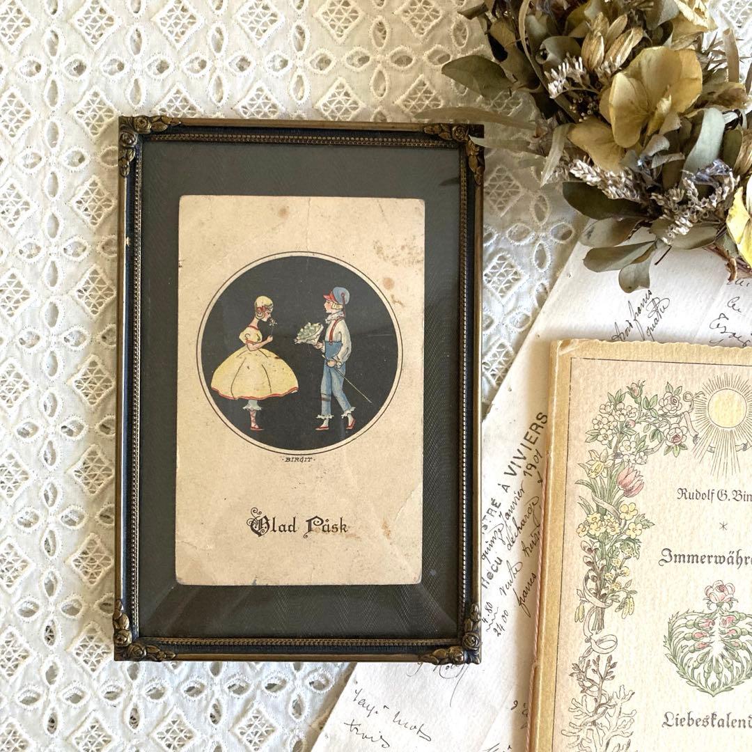 アンティークフレームG★1931年超希少なBIRGITアンティークミニカード入り