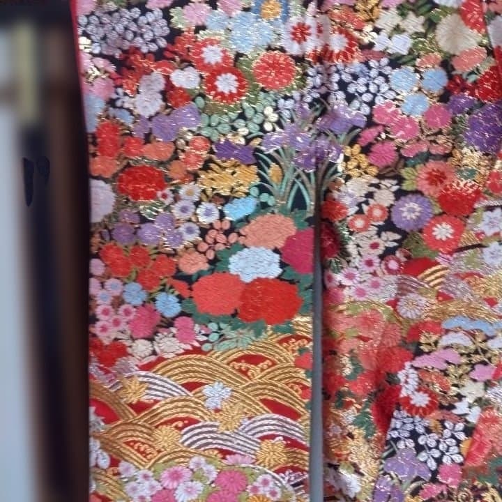 色打掛 花柄 金糸唐織りM