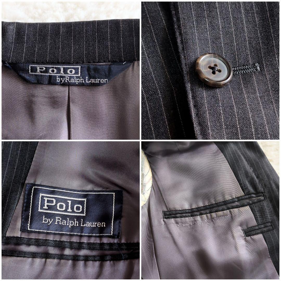 ポロラルフローレン ストライプ ビンテージ スーツ スリーピース チャコール