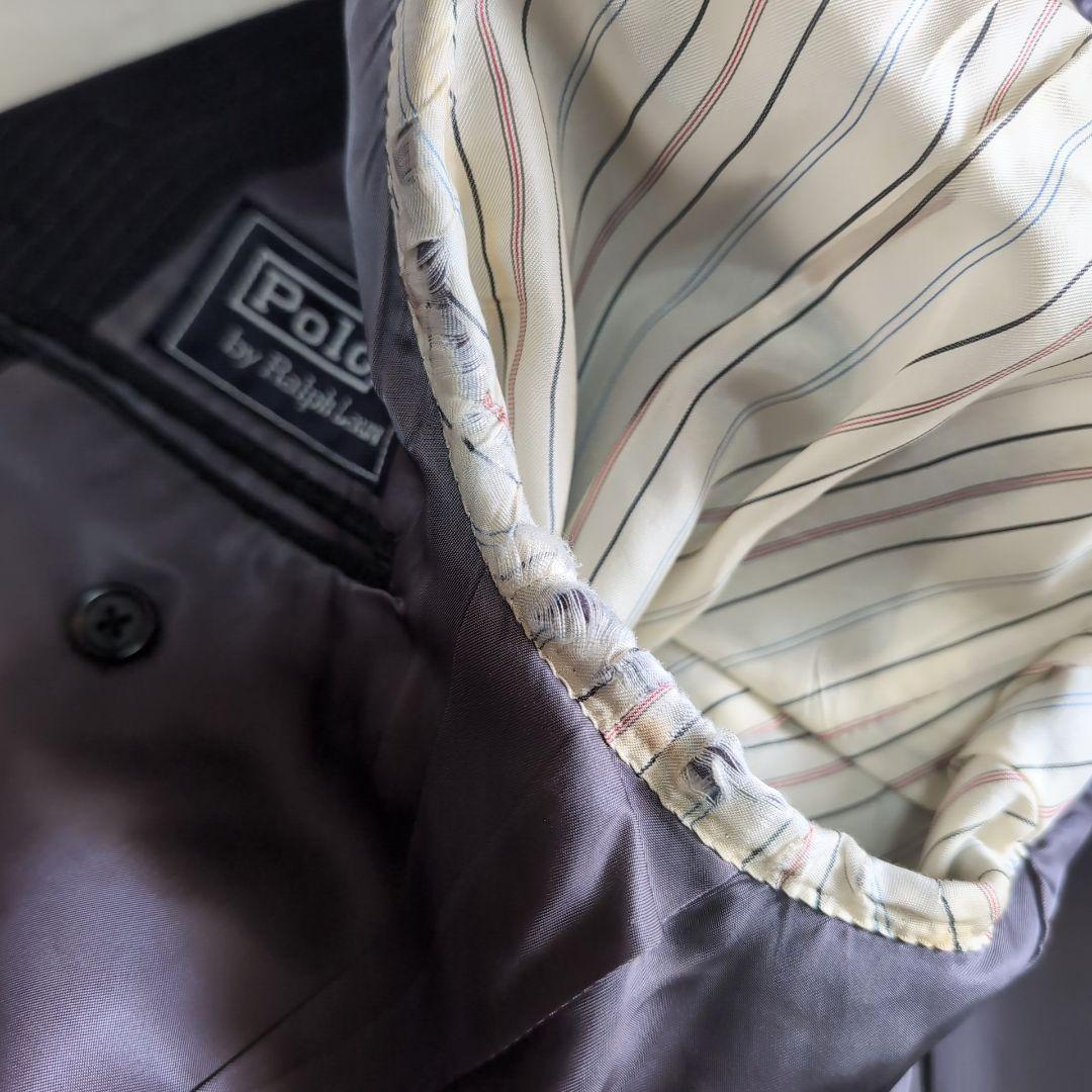 ポロラルフローレン ストライプ ビンテージ スーツ スリーピース チャコール