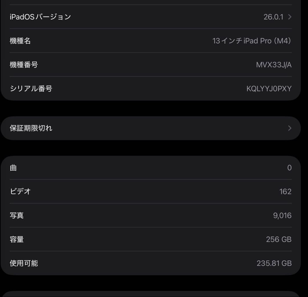 Apple M4 iPad Pro 13インチ Wi-Fi 256GB シルバー
