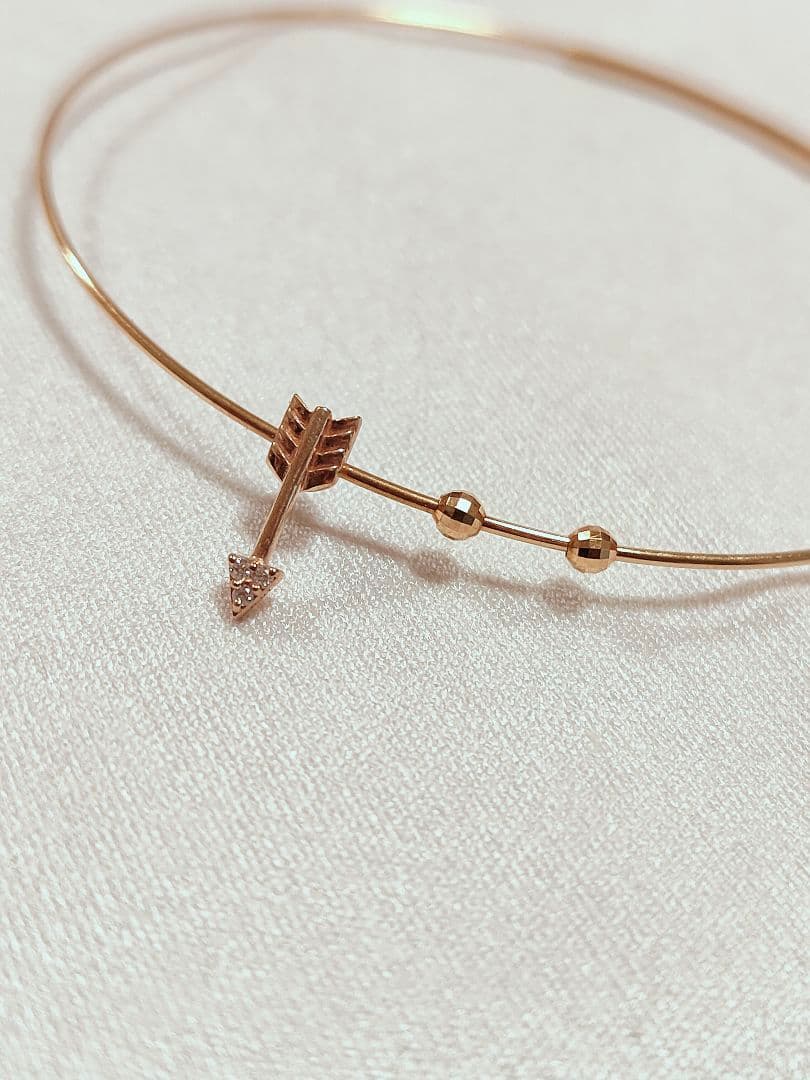 Ｋ18 バングル agete ダイヤ K10 アロー 弓矢モチーフ