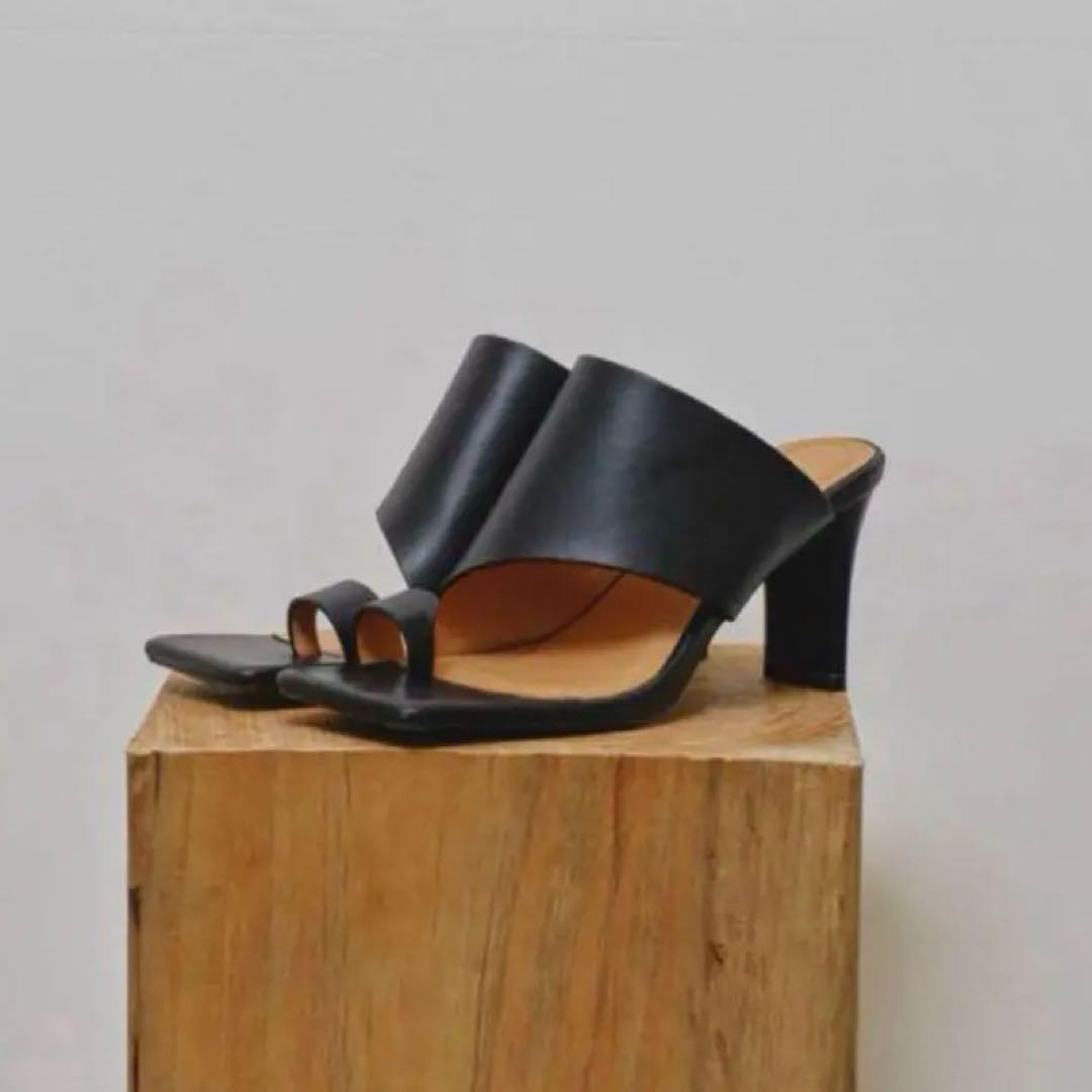 todayful Square Leather Sandals ブラック　37