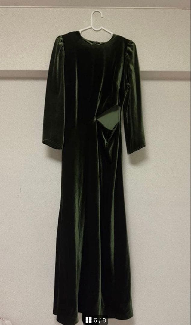 Ameri ベロアホールレースドレス