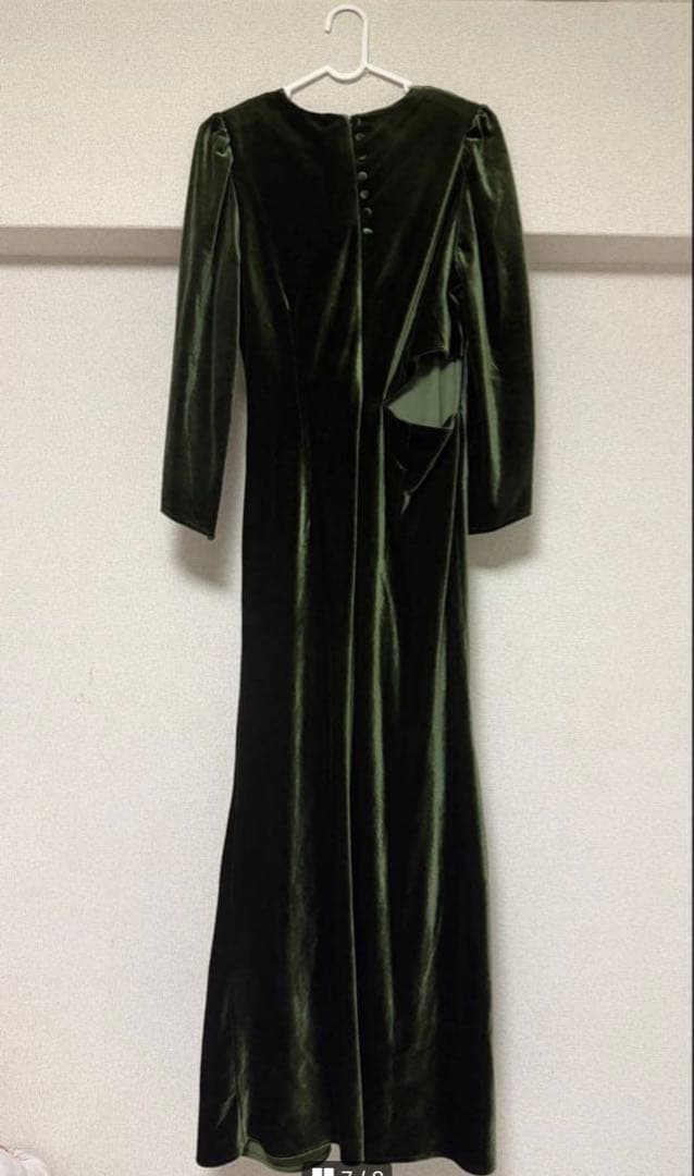 Ameri ベロアホールレースドレス