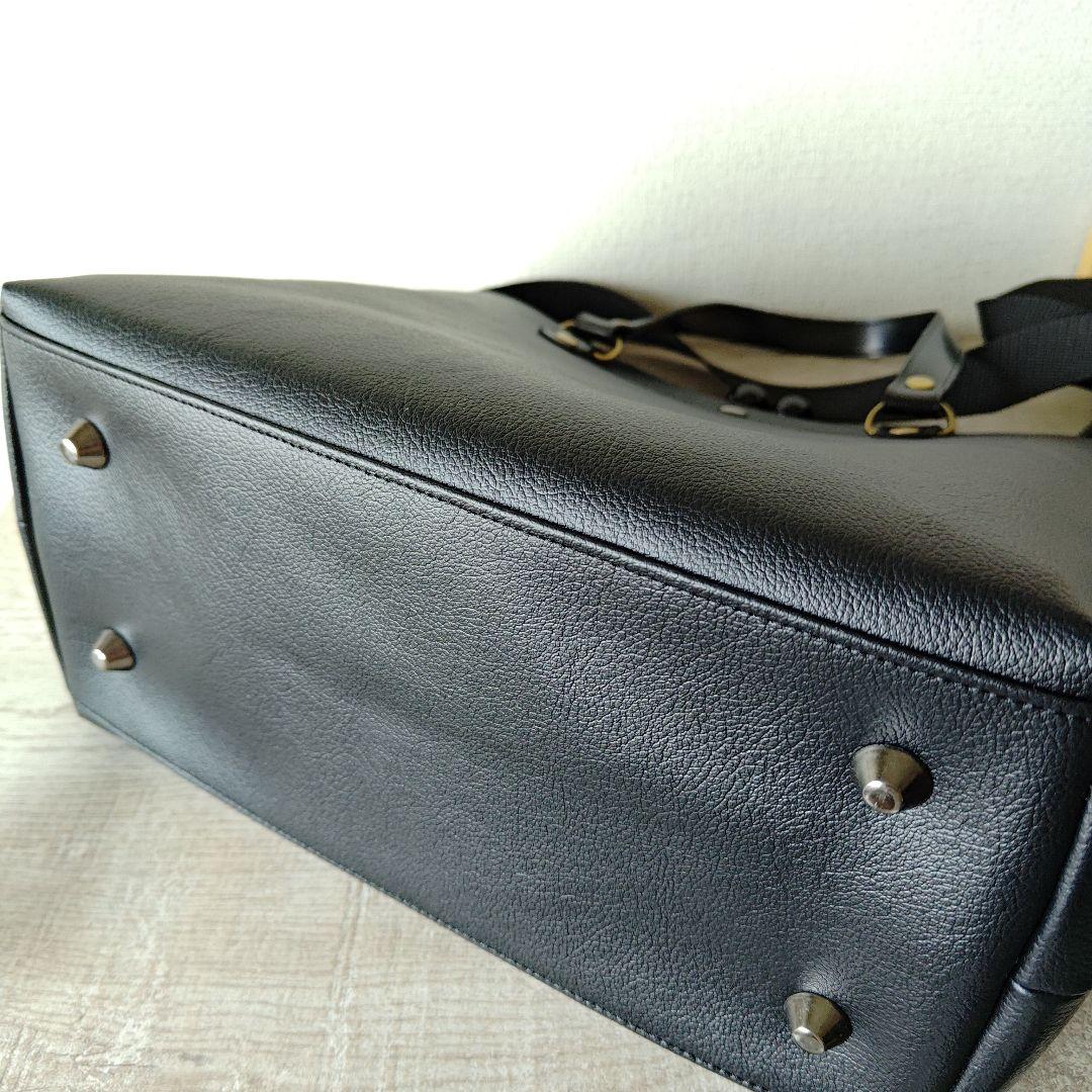 【のっちぃ様】がま口トートバッグ　トートショルダー　黒レザー　ハンドメイド