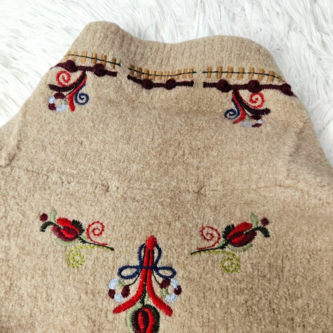 45R 縮絨 ウール 刺繍 ジャケット ベージュ