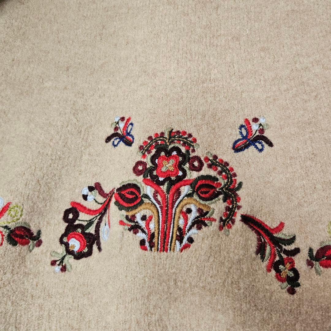 45R 縮絨 ウール 刺繍 ジャケット ベージュ