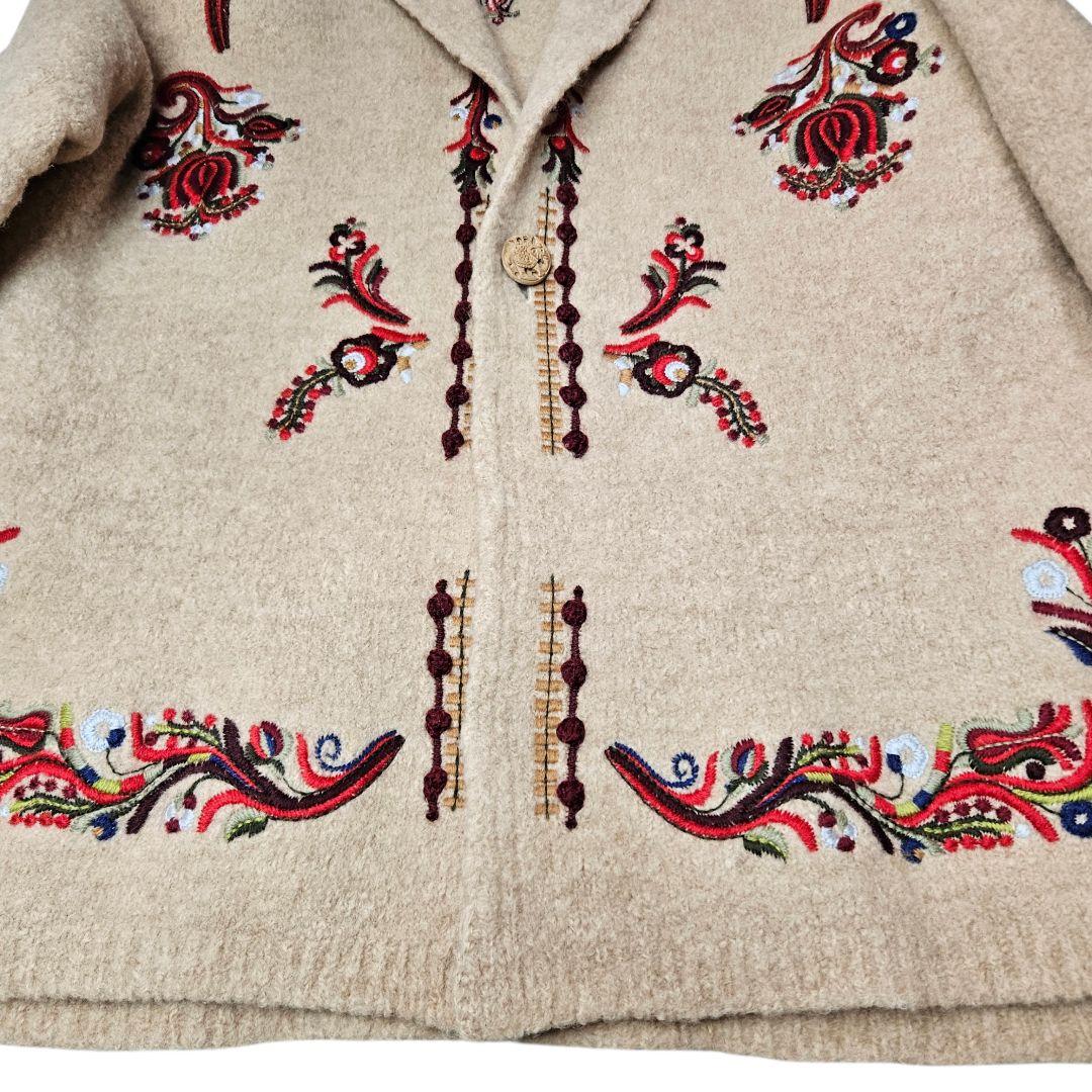 45R 縮絨 ウール 刺繍 ジャケット ベージュ