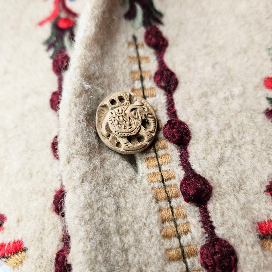 45R 縮絨 ウール 刺繍 ジャケット ベージュ