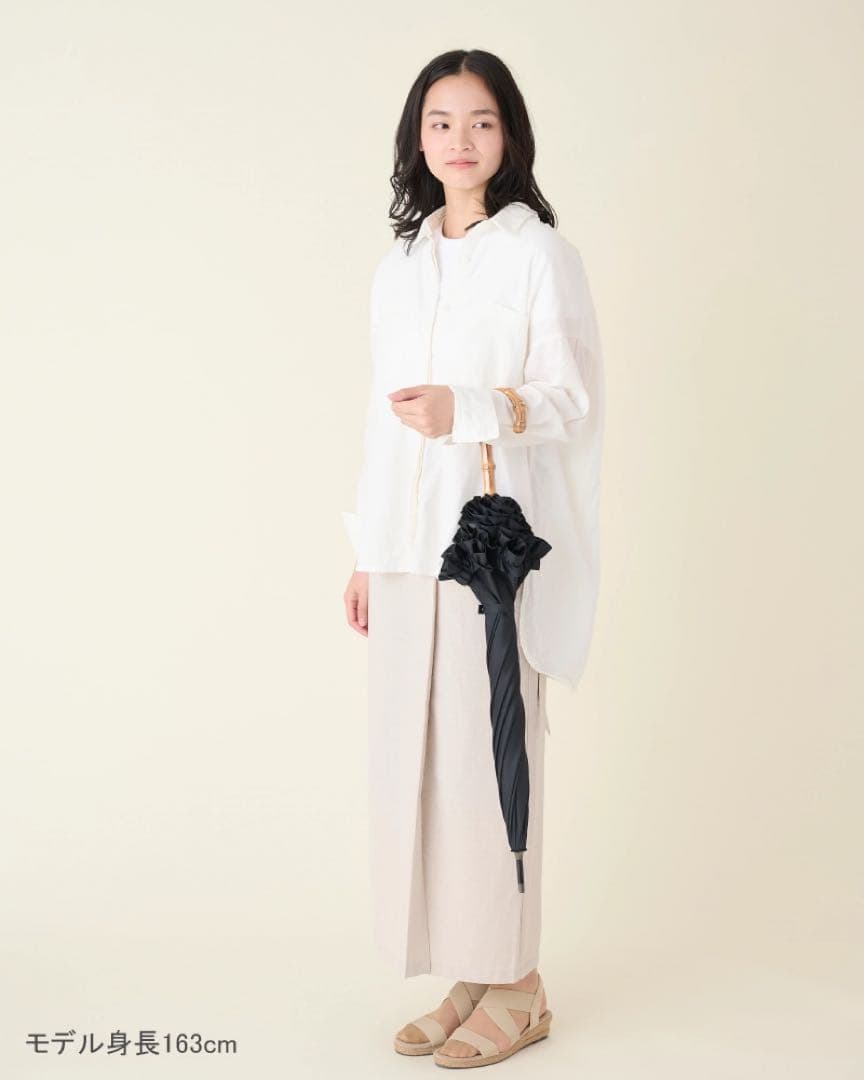 サンバリア100 日傘 Mサイズ ネイビー フリル