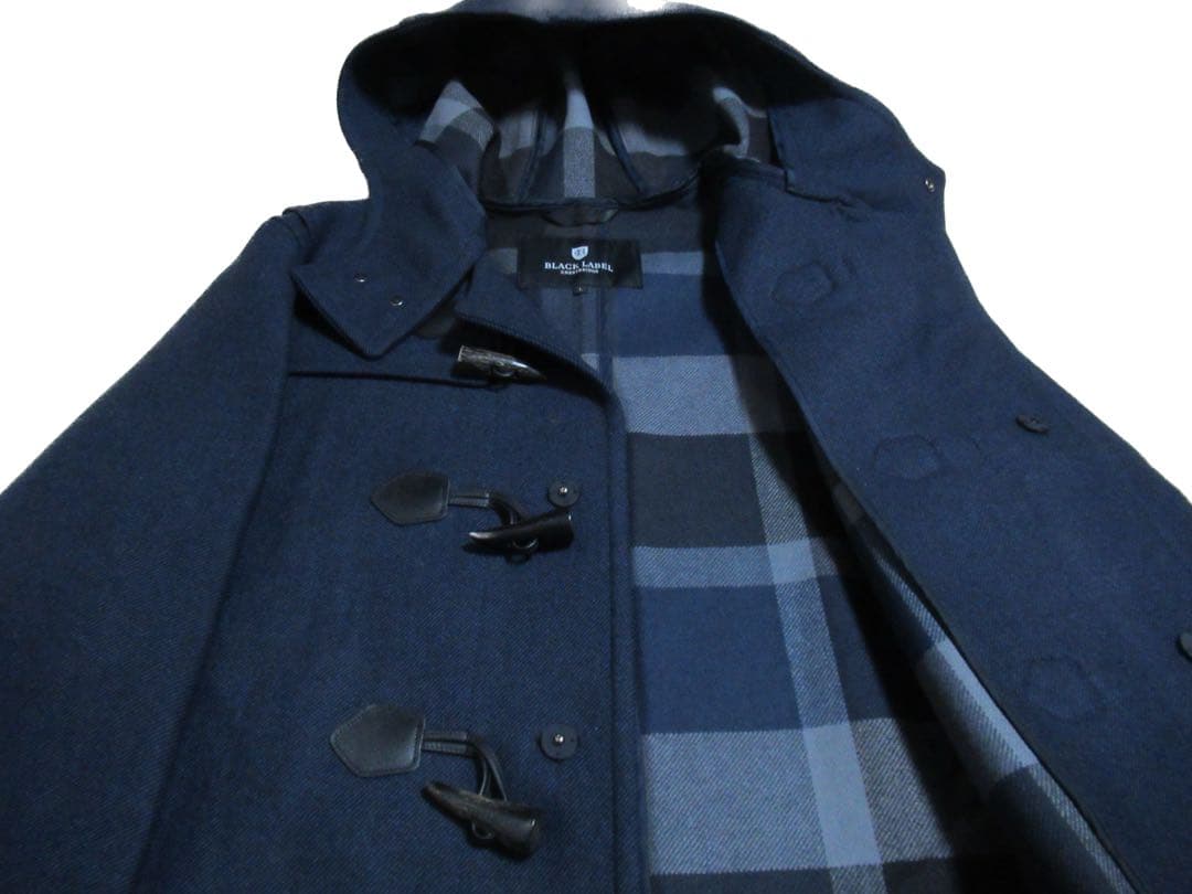 ブラックレーベルクレストブリッジ 新品！裏地総チェック柄ダッフルコート 濃紺 Ｌ