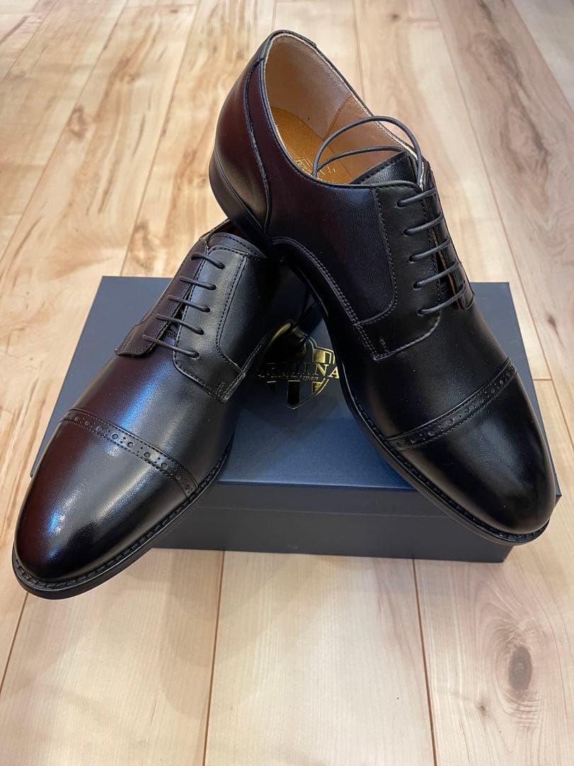 日本製新品GERMINALジェルミナル 黒外羽根ストレートチップ　UK8