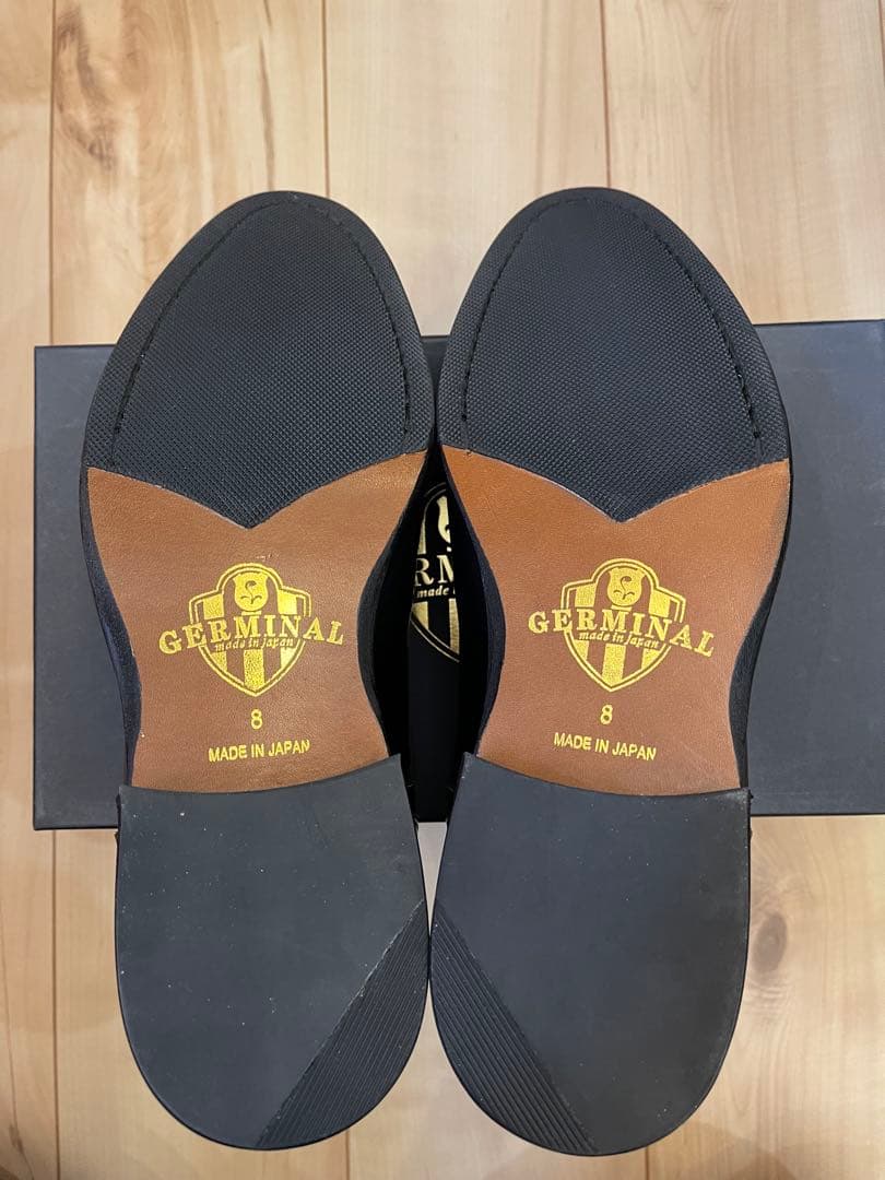 日本製新品GERMINALジェルミナル 黒外羽根ストレートチップ　UK8