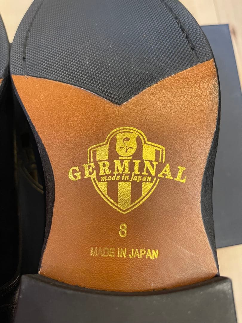 日本製新品GERMINALジェルミナル 黒外羽根ストレートチップ　UK8