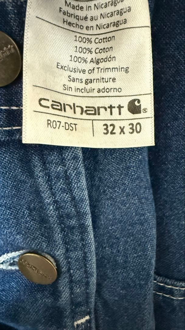 からし Carhartt デニムオーバーオール 32×30