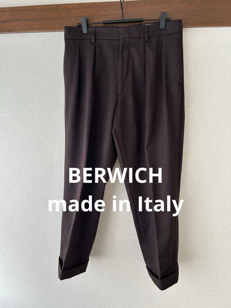 【BERWICH（ベルウィッチ）】LUCANO2Pウールブラウンワイドスラックス