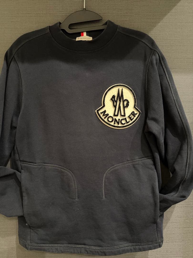 モンクレール スウェット ビッグワッペン ロゴ ブラック S 正規品