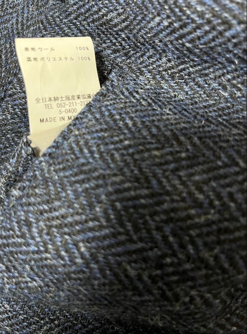 SUITS SELECT ハリスツイード ダークブルーヘリンボーン スラックス