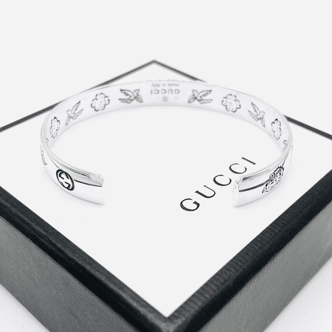 【超美品】GUCCI バングル　ブレスレット　フォーラブ　現行　シルバー　925