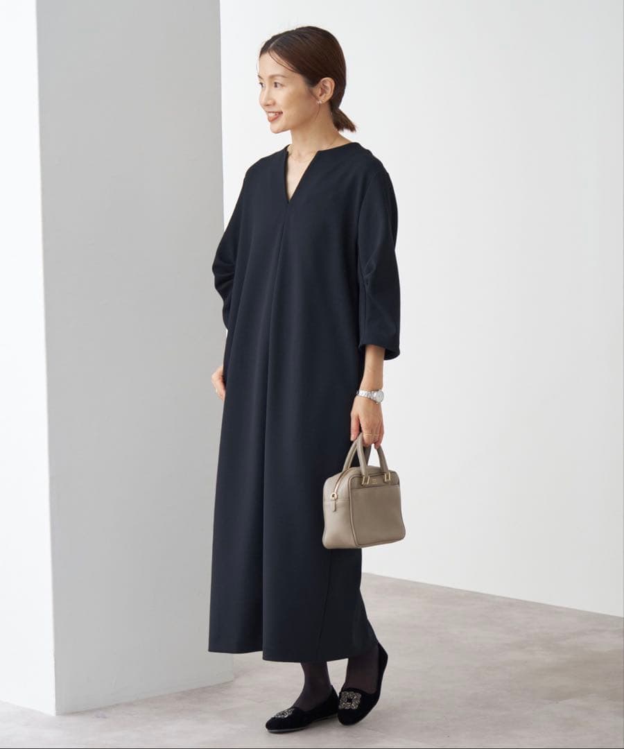 イエナ　IENA タックスリーブワンピース　フォーマル　ワンピース　ネイビー　入