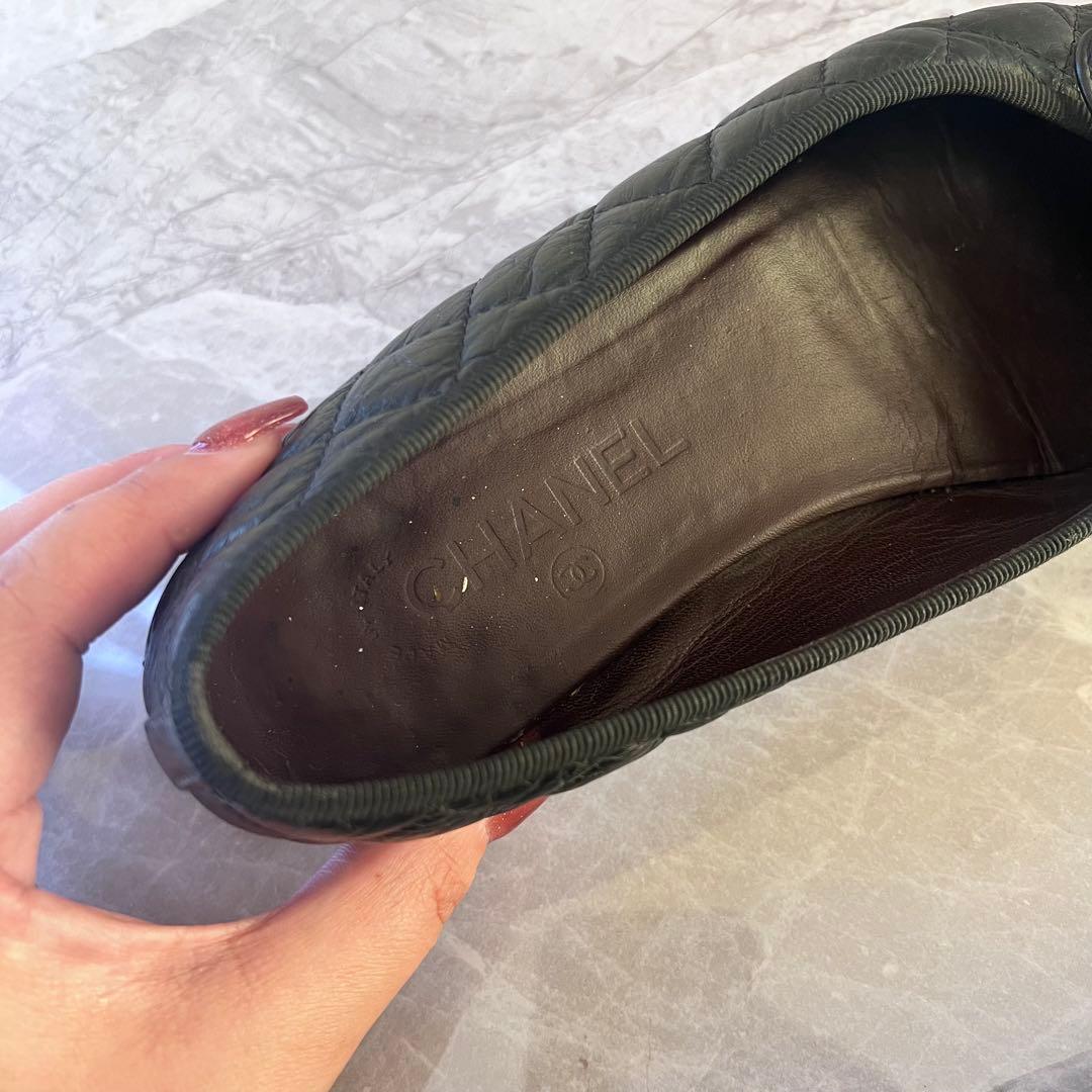 CHANEL シャネル ココマーク マトラッセ レザー フラットパンプス