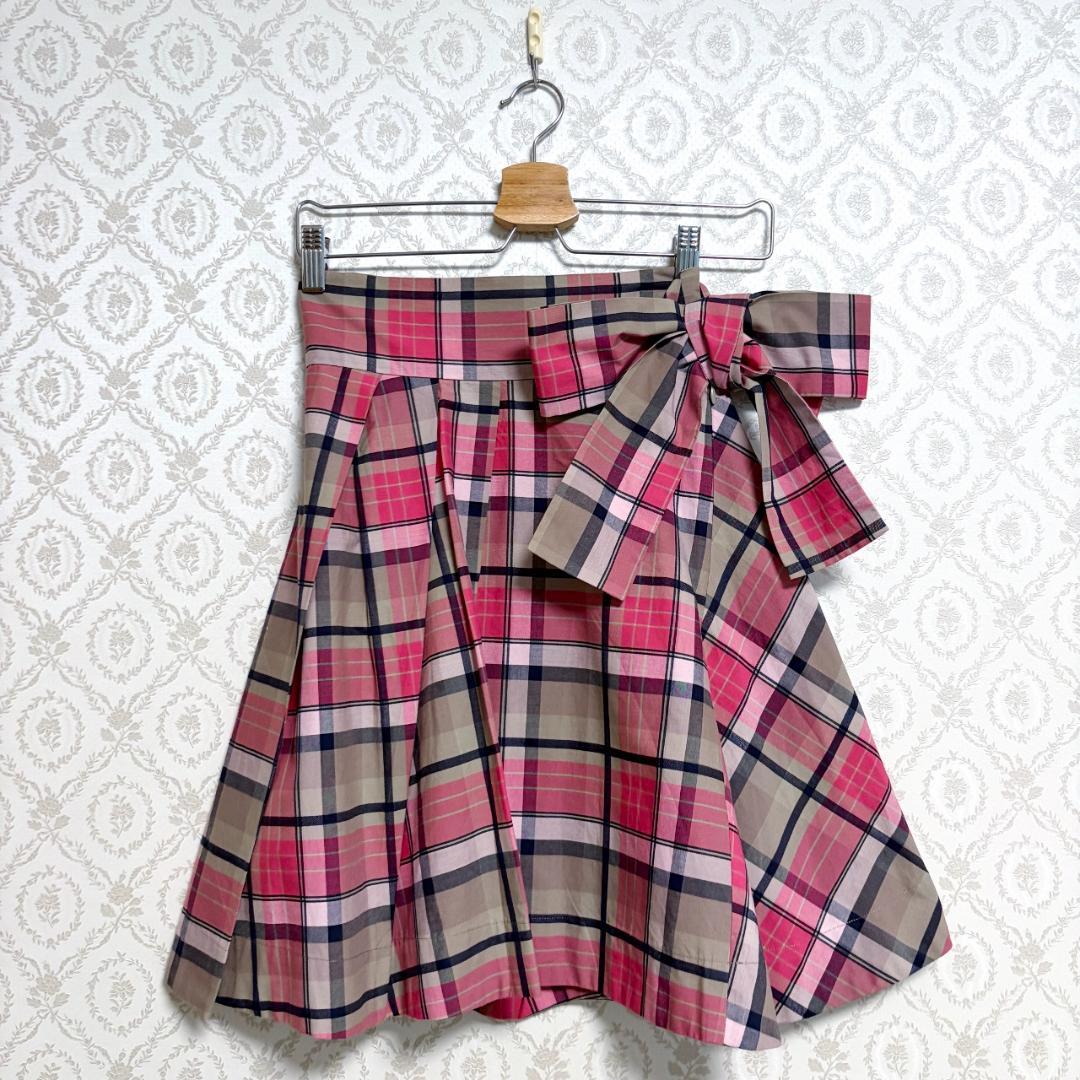 新品 ヴィヴィアンウエストウッド ピンク チェック柄 スカート リボン