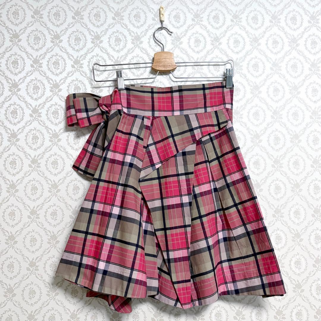 新品 ヴィヴィアンウエストウッド ピンク チェック柄 スカート リボン