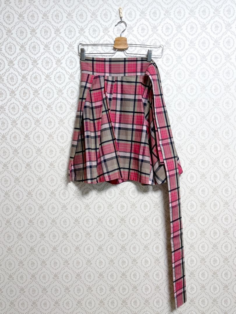 新品 ヴィヴィアンウエストウッド ピンク チェック柄 スカート リボン