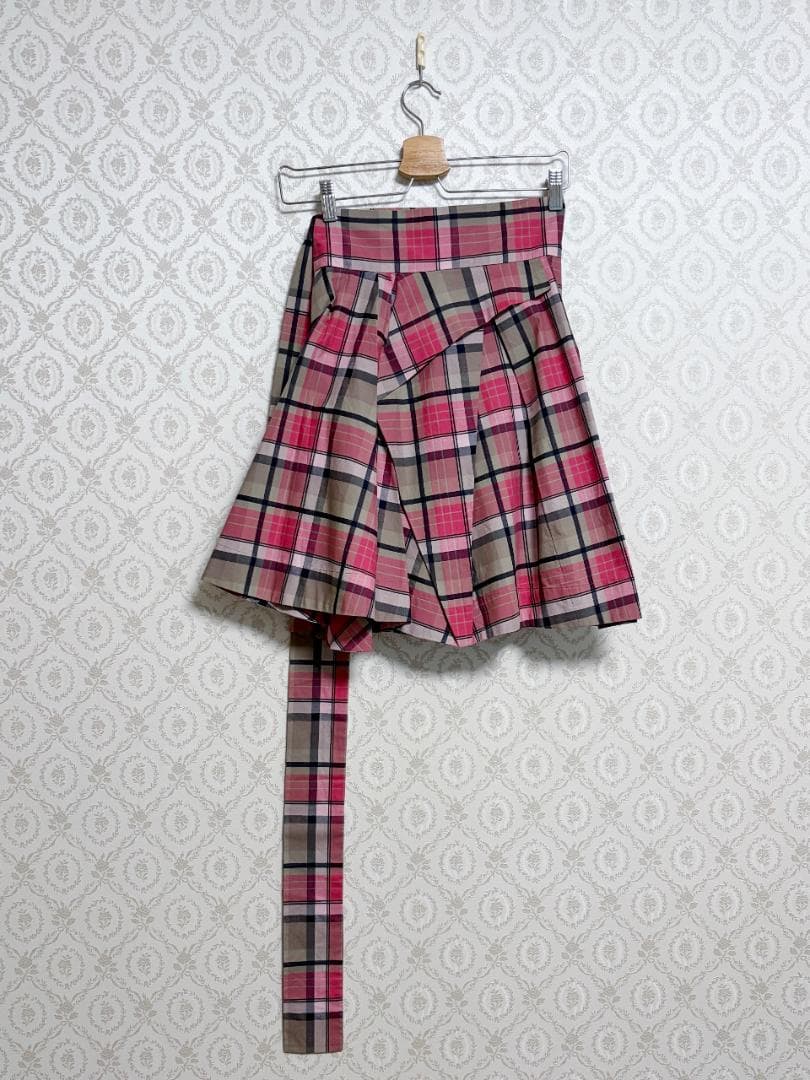 新品 ヴィヴィアンウエストウッド ピンク チェック柄 スカート リボン
