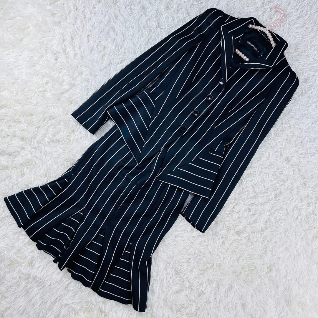 極美品　アルマーニ スーツ 2点セット マーメイド　スカート ストライプ