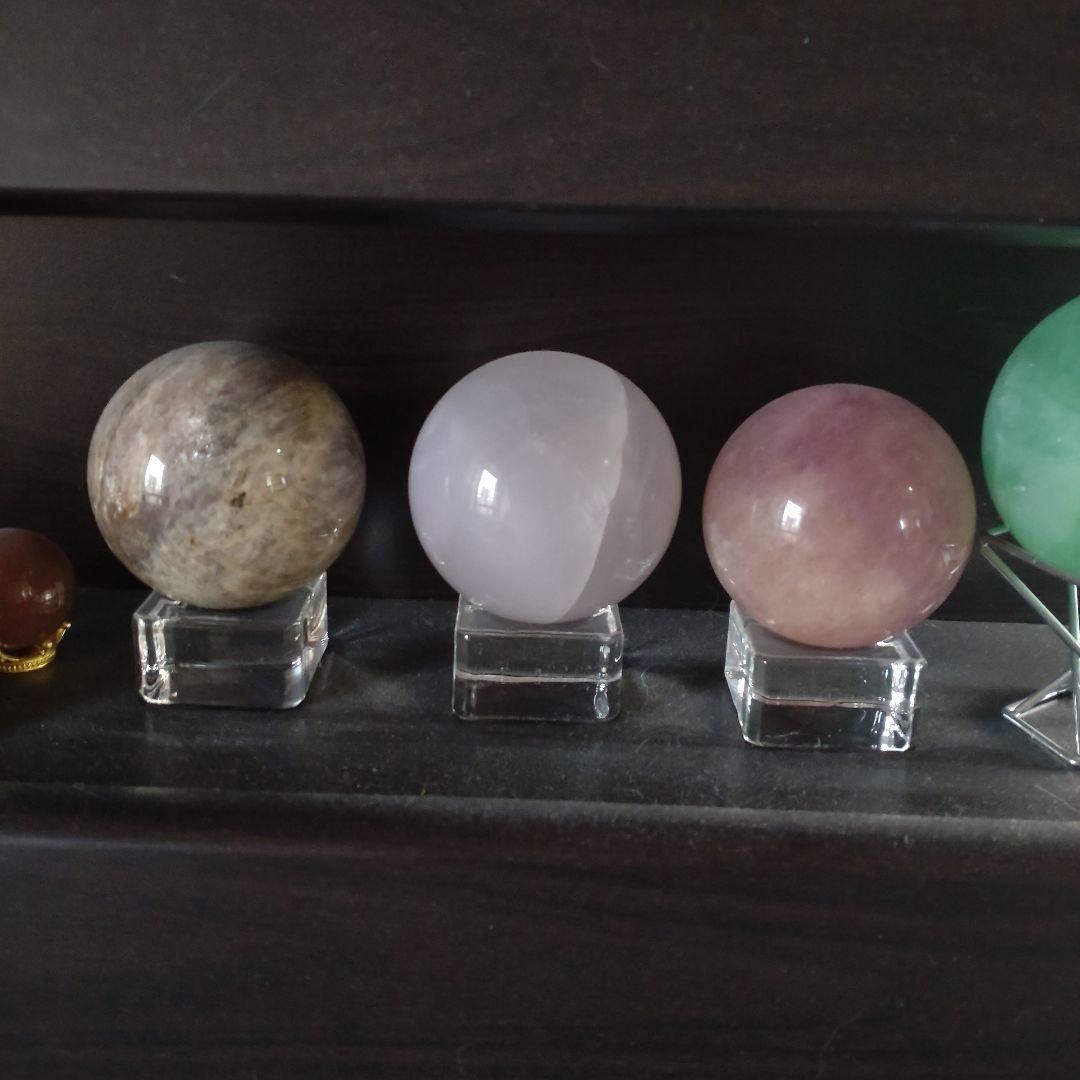 天然石 スフィア まとめ売り5点セット 鉱物 台座5個付き