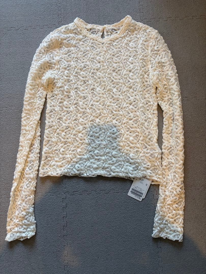 新品　IENA ペイズリーストレッチレースプルオーバー　ナチュラル