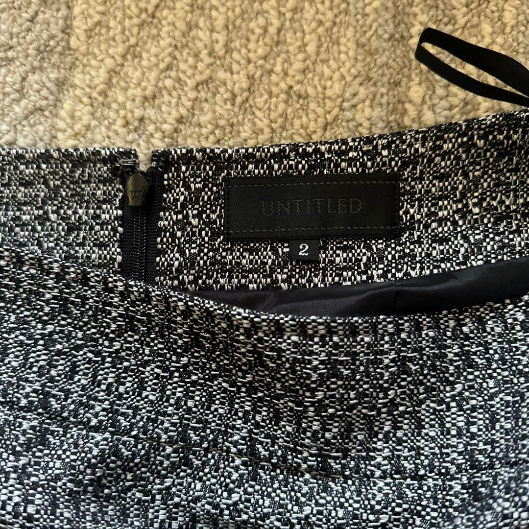 値下げ❗️美品✨UNTITLEDラメツイードスーツ、黒スカートコサージュ4点セット
