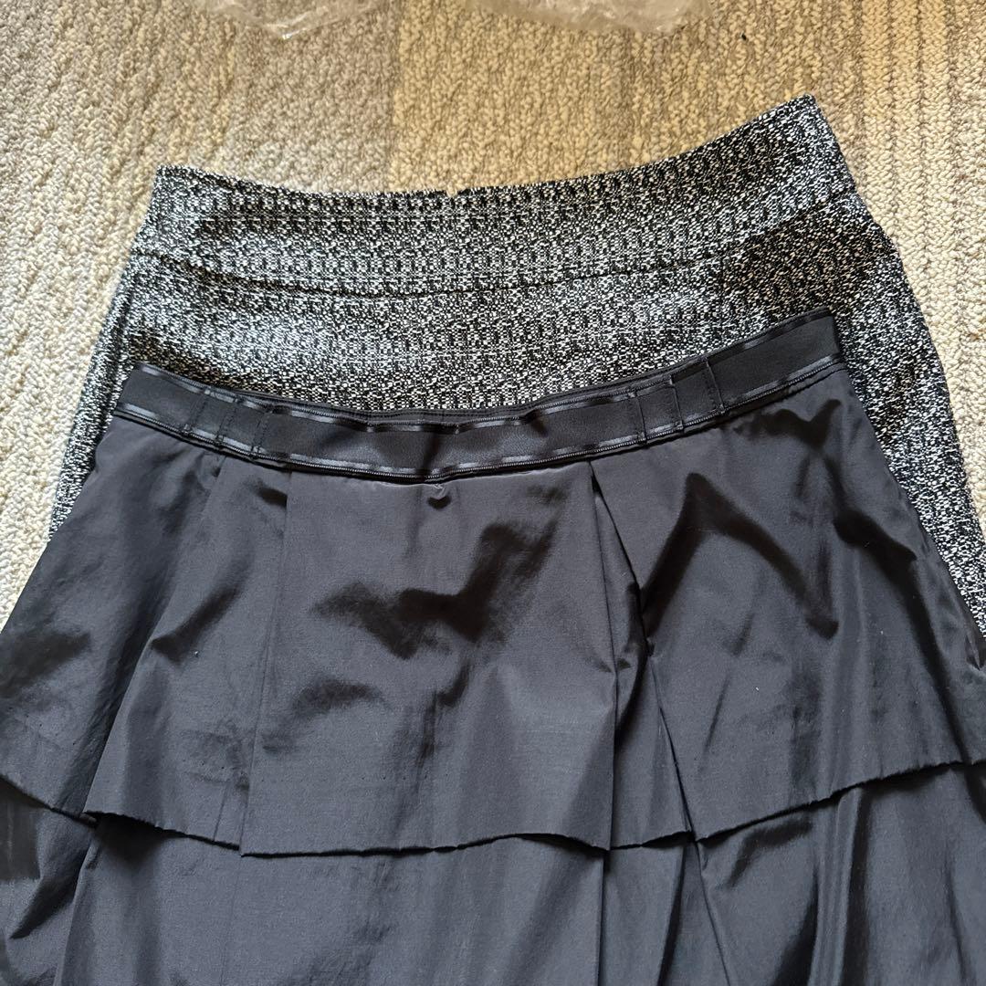 値下げ❗️美品✨UNTITLEDラメツイードスーツ、黒スカートコサージュ4点セット