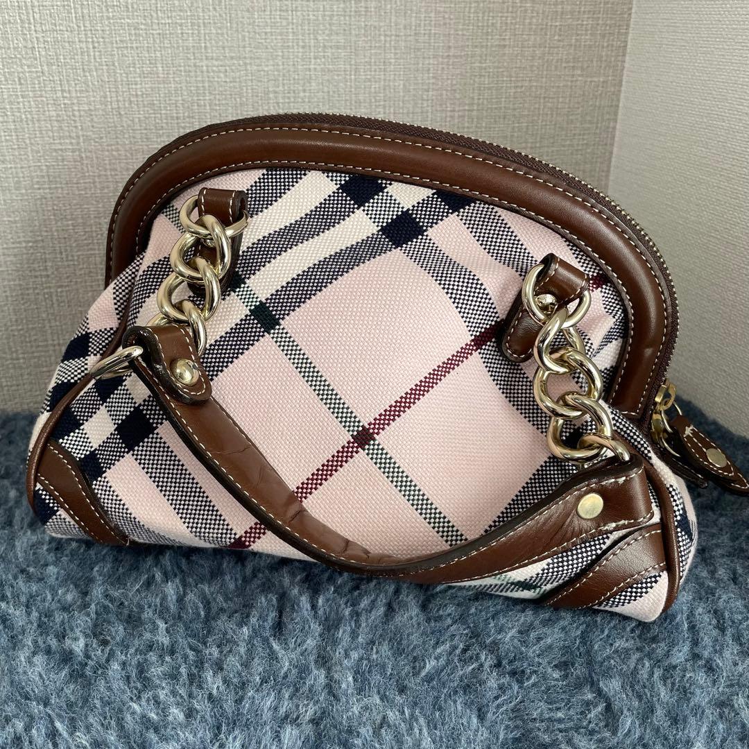 美品 希少 BURBERRY ハンドバック ピンク バーバリーチェック チェーン